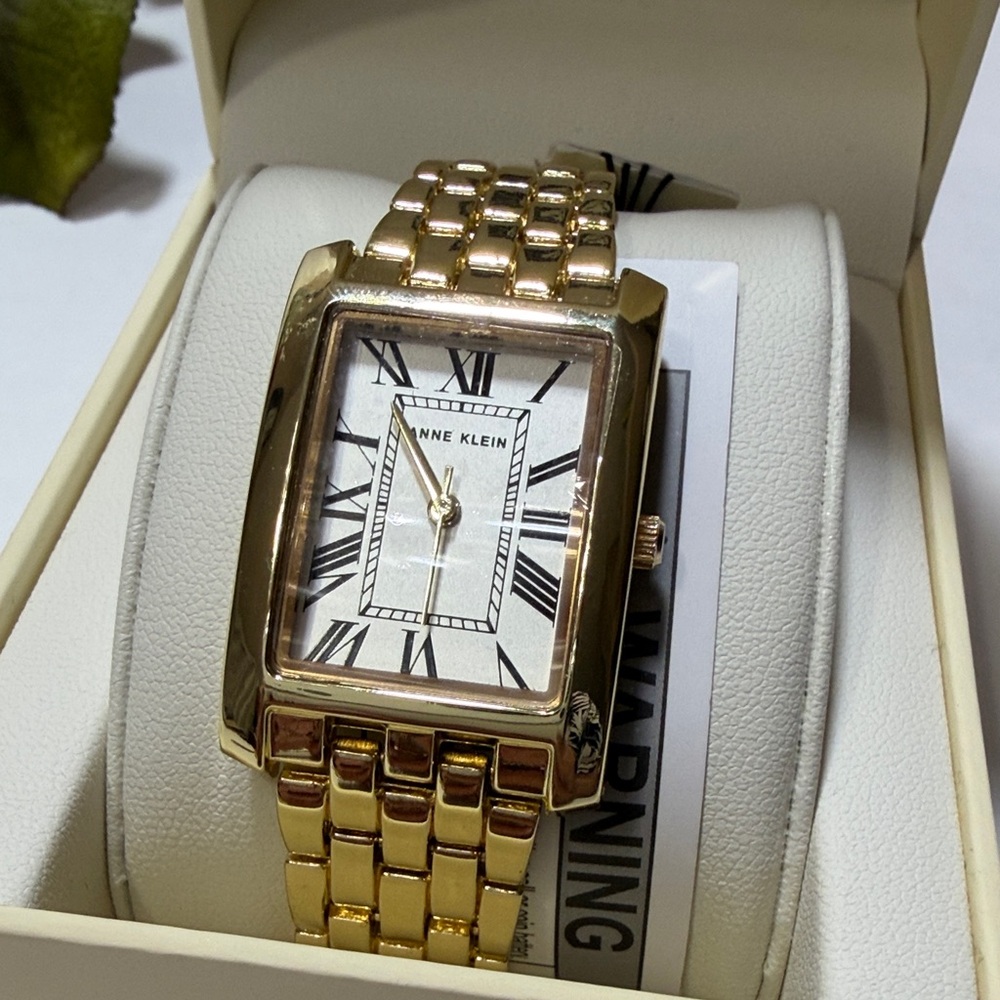 Anne Klein Gold-Tone Rectangular Watch